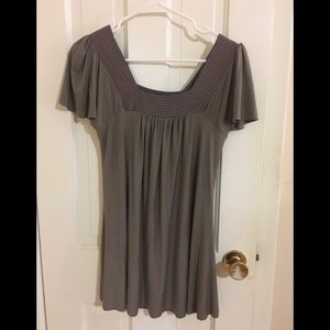 Grey Akiko Flutter sleeve Top, Silk neckline